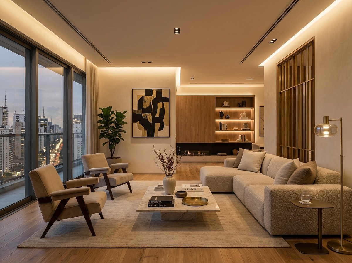 Sala de estar acabamento premium